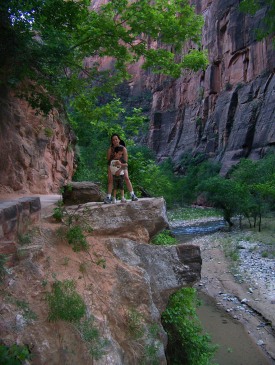 Yami and Sam above the Virgin River in Zion National Park, Utah, 2007. I almost regret having spent my tourism dollars in Rob Bishop's home state.